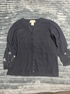 Suéter Cárdigan Manga Bordada Mezcla Seda Merona Talla M Foto 1 de 4