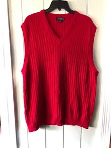 Lands End 2-Ply 100% Cashmere Red Sleeveless Sweater Vest Soft Rib Size 46-48 XL - Picture 1 of 5