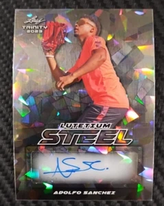 2023 Leaf Trinity Adolfo Sanchez Cracked Ice 8/10 Refractor Auto Rookie REDS - Picture 1 of 5