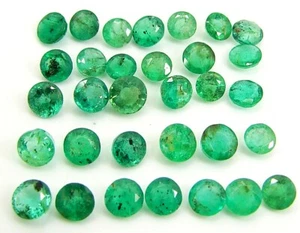 7.15 Ct Natural Green Emerald Gemstone Stone Round Cut 32 Pcs Stone Lot - 22814 - Picture 1 of 3