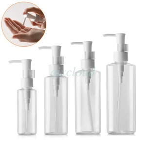 Flacone pompa lozione PET vuoto piatto trasparente 50ml 100ml 200ml per olio detergente gel - Foto 1 di 16