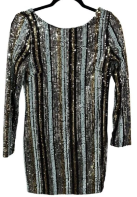 Vestido para mujer Charlotte Russe negro dorado plata azul lentejuelas Nochevieja talla M Foto 1 de 4