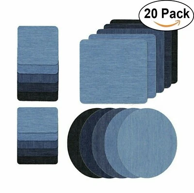 5 Colors DIY Iron on Denim Fabric Patches for Clothing Jeans Repair Kit（20pcs ） - Image 1 of 4