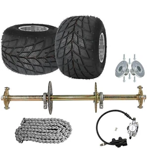 32" Go kart Rear Axle kit 420 Sprocket Hub 11X7.10-5 Wheels Tire Golf ATV Bike - Picture 1 of 12