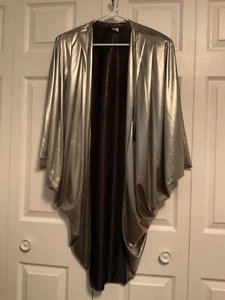 Vintage 70’s Donna Summers look Liquid Silver Jacket Caplet Disco Holiday Wear - Picture 1 of 4