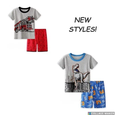 NUEVO Conjunto de pijama de 2 piezas con estampado de dibujos animados para niños manga corta/pantalones cortos Foto 1 de 2