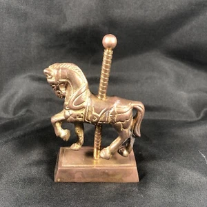 VINTAGE BRASS CAROUSEL HORSE FIGURINE 4.25”H, Made In India - Picture 1 of 5