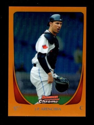 2011 BOWMAN CHROME ORANGE REFRACTOR #56 J.P. ARENCIBIA 21/25 BLUE JAYS - Image 1 of 2