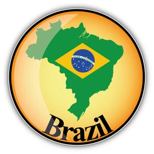Brazil Map Flag Glossy Label Car Bumper Sticker Decal 5'' x 5'' - Picture 1 of 1