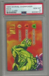 1995 MARVEL OVERPOWER HULK STAT CARD VERY LOW POP PSA 10 - Foto 1 di 2