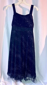 Fancy Dress Black Sparkles Sleeveless Straps Wedding Flower Girl Party Size 8 - Picture 1 of 11