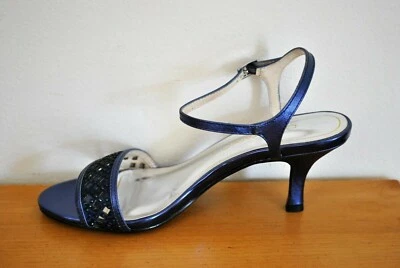 Sandalias Caparros para mujer azul marino con estrás de tacón medio - talla 6 Foto 1 de 4