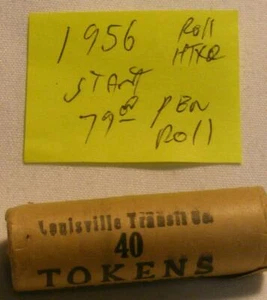 Original Roll of 40 Louisville, Kentucky 1956 Transit Tokens - 510 BS #2 - Picture 1 of 9
