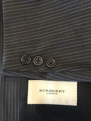 Jaqueta blazer Burberry masculina 44L esporte cinza carvão listrada azul - Imagem 1 de 4