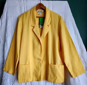 Vintage 80's NWT Two Twenty Blair Blazer Yellow Women's Medium Oversized - Picture 1 of 12