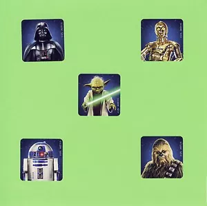 50 Star Wars Value Stickers - Darth Vader, C-3PO, Yoda, Chewbacca, R2-D2 - Picture 1 of 1