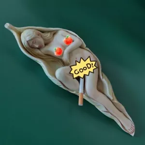 Statua Ragazza Foglia Resina Donna Sexy Body Art Modello Bellezza Decorazione - Foto 1 di 2