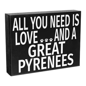 JennyGems Great Pyrenees Gifts, Love and a Great Pyrenees Wooden Sign - Picture 1 of 8
