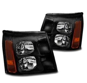 FOR 2003-2006 CADILLAC ESCALADE/ESV/EXT [HID MODEL] BLACK REPLACEMENT HEADLIGHTS - Picture 1 of 11