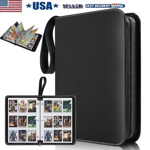 900 Card Pocket Binder with Zipper 9 Pocket Trading Cards Album Folder Black US - Picture 1 of 10