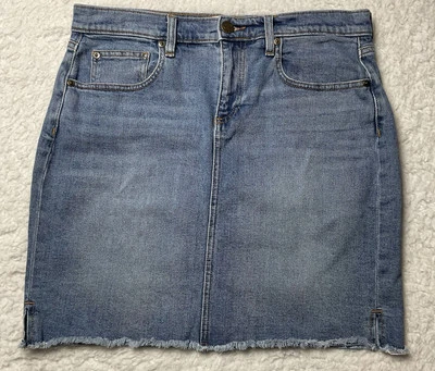 Ann Taylor Loft Women's Size 10 Blue Denim Pencil Skirt Raw Hem - Image 1 of 4