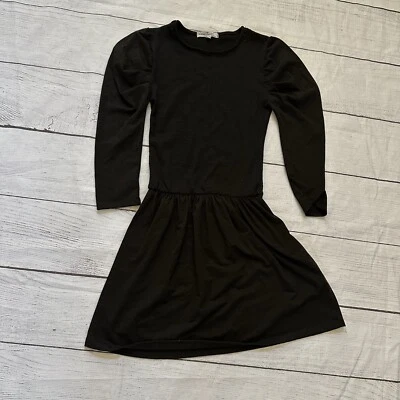 Vestido Terciopelo Antorcha Línea A Juniors Mediano Negro Cuello Redondo Informal Manga Calado Foto 1 de 4