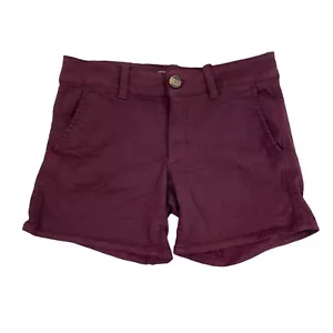 American Eagle Midi Shorts Maroon Sz 2 Super Stretch 5" Inseam Cotton Blend - Picture 1 of 5