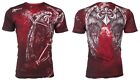 $58 AFFLICTION Red RELINQUISH Skull Wings Short Sleeve Slim Fit Y2K T-shirt NWT