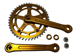 ProBMX BMX 3 Piece Aluminium Crank Set DC Gold Old School BMX Style - Picture 1 of 1