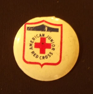1940's WWII Era American Junior Red Cross Tab Pin Button Original Vintage - Picture 1 of 2