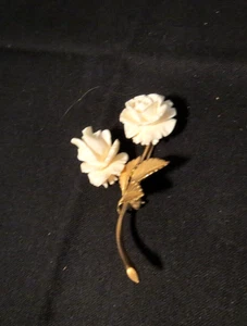 Creed Vintage Celluloid Rose Brooch GF #3036 - Picture 1 of 6