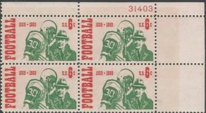Plattenblock mit 4 Marken - Scott 1382 - 6 Cent - Fußball - 1969 - postfrisch - Bild 1 von 1