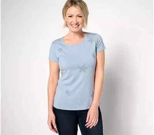 Bumblebella by Jill Martin Bejewled Star T-Shirt-Denim-Small-NWT-A622700 - Picture 1 of 1
