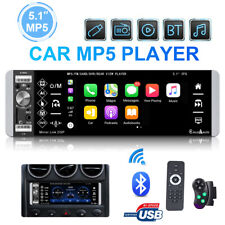 Single 1 Din Apple/Android Carplay Car Stereo Radio Bluetooth Touch Screen 5.1"