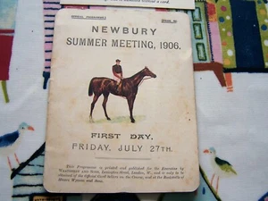 ANTIQUE RARE EARLY 1906 NEWBURY HORSE RACING PROGRAMME ROYAL NAVY A.C. FAWSSETT - Picture 1 of 4
