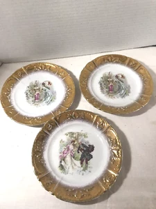 3 Antique Gold Trim Victorian Romantic Bread And Butter Plates 6.5 Inches - Picture 1 of 8