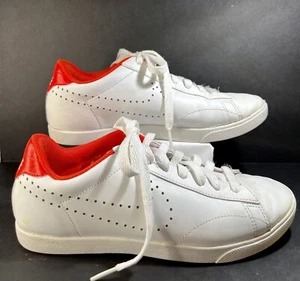Nike Racquette US 7 White Leather Athletic Tennis Shoe Orange 454412-116 - Picture 1 of 10