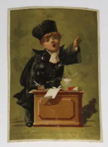 CARTOLINA COMMERCIALE VITTORIANA VINTAGE NO PUBBLICITÀ SCRITTURA FRANCESE BAMBINO AVVOCATO 1880 - Foto 1 di 3