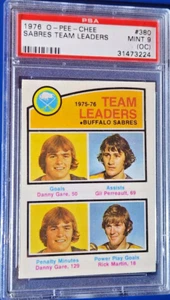 1976-77 O-PEE-CHEE #380 BUFFALO SABRES TEAM LEADERS GRADED PSA 9 MINT (OC) - Picture 1 of 3