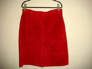 NEW Terry Lewis Women's SUEDE Skirt Sz. 18 PETITE RED RARE - Picture 1 of 8