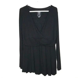 Liz Lange Maternity Faux Wrap Long Sleeve Knit Top Black XL Extra Large - Picture 1 of 7