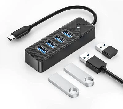 Black USB C to USB A Adapter USB Hub 3.0 for Laptop 4-Port 5Gbps USB Multiport - Image 1 of 4