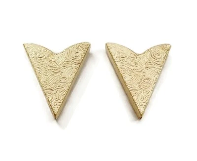 Pair Golden Brass Fancy Scroll Country Western Shirt Blouse Collar Tips 2137 - Image 1 of 4