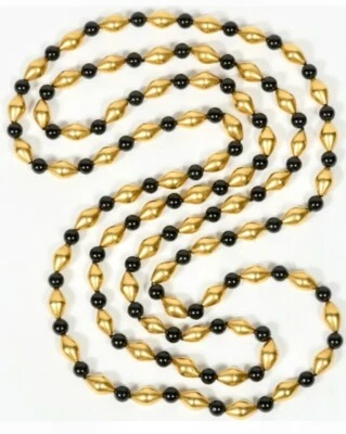 2 COLLARES VINTAGE COCO CHANEL ORO METAL DORADO Y VIDRIO NEGRO CON CUENTAS - SIN FIRMAR  Foto 1 de 4