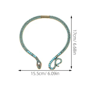 1PC Egyptian Choker Snake Shape Necklace Diamond Vintage Turquoise Pendant - Picture 1 of 1
