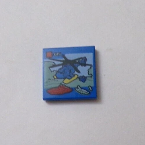 Lego (x1) Blue 2x2 Tile Lego Helicopter, City, Sticker, 3068pb0937 (028-358) - Image 1 of 1