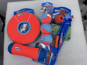 4PC Chuckit Amphibious Tumble Bumper Fetch & Fold Zip Flight & Balls Dog Toy SET - Picture 1 of 6