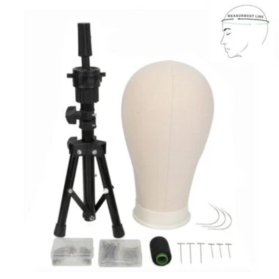 NEVERLAND BEAUTY&HEALTH 23'' Cork Canvas Block Wig Making Mannequin Head and Tripod Stand Kit Clamp