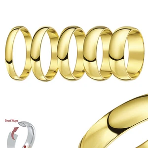 9ct Yellow Gold Ring Wedding Band Solid Heavy Weight Court (Comfort) Shaped - Picture 1 of 8