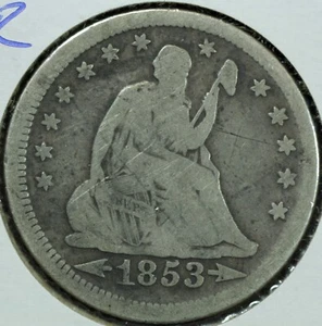 1853 SEATED LIBERTY QUARTER WITH ARROWS/RAYS (758) - Picture 1 of 2
